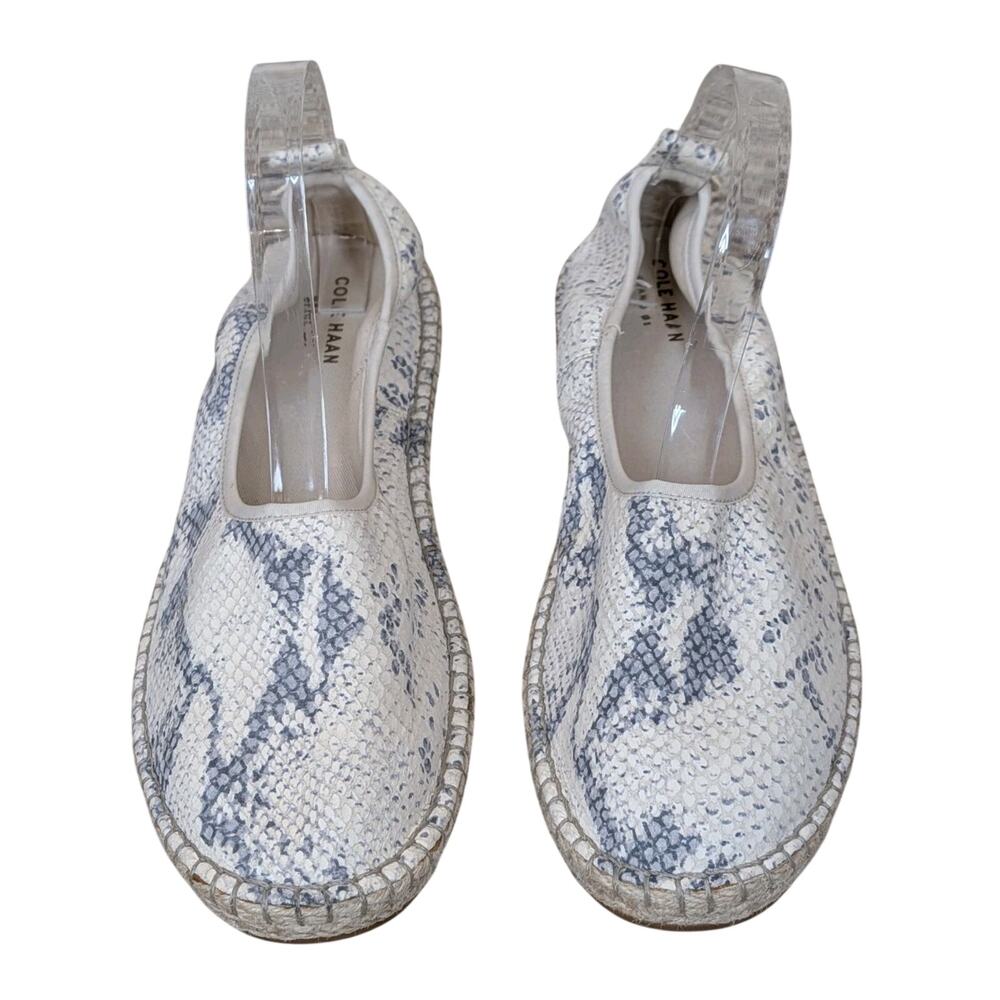 Cole Haan Cloudfeel Espadrille Ivory Grey Snakeskin Print Size 10.5 Women's
